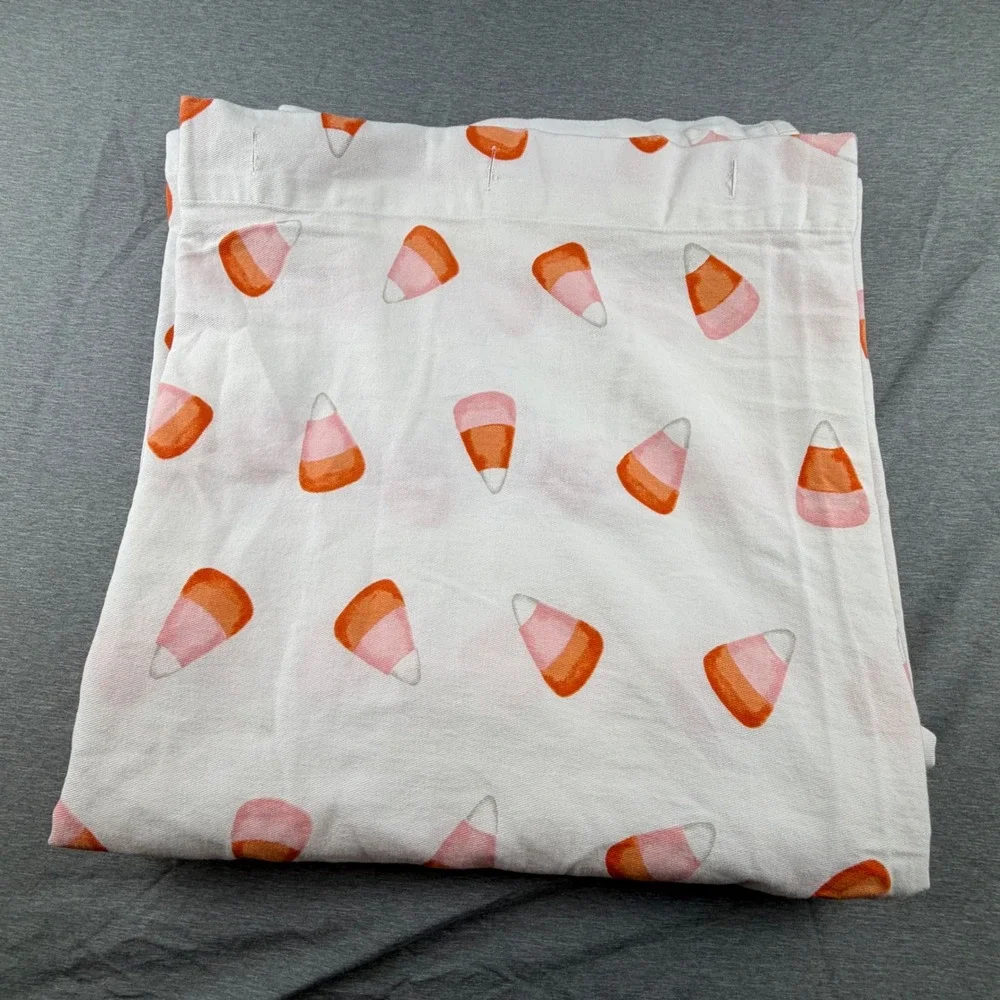 Kassatex Candy Corn Shower Curtain White Orange Halloween Holiday Decor Cotton